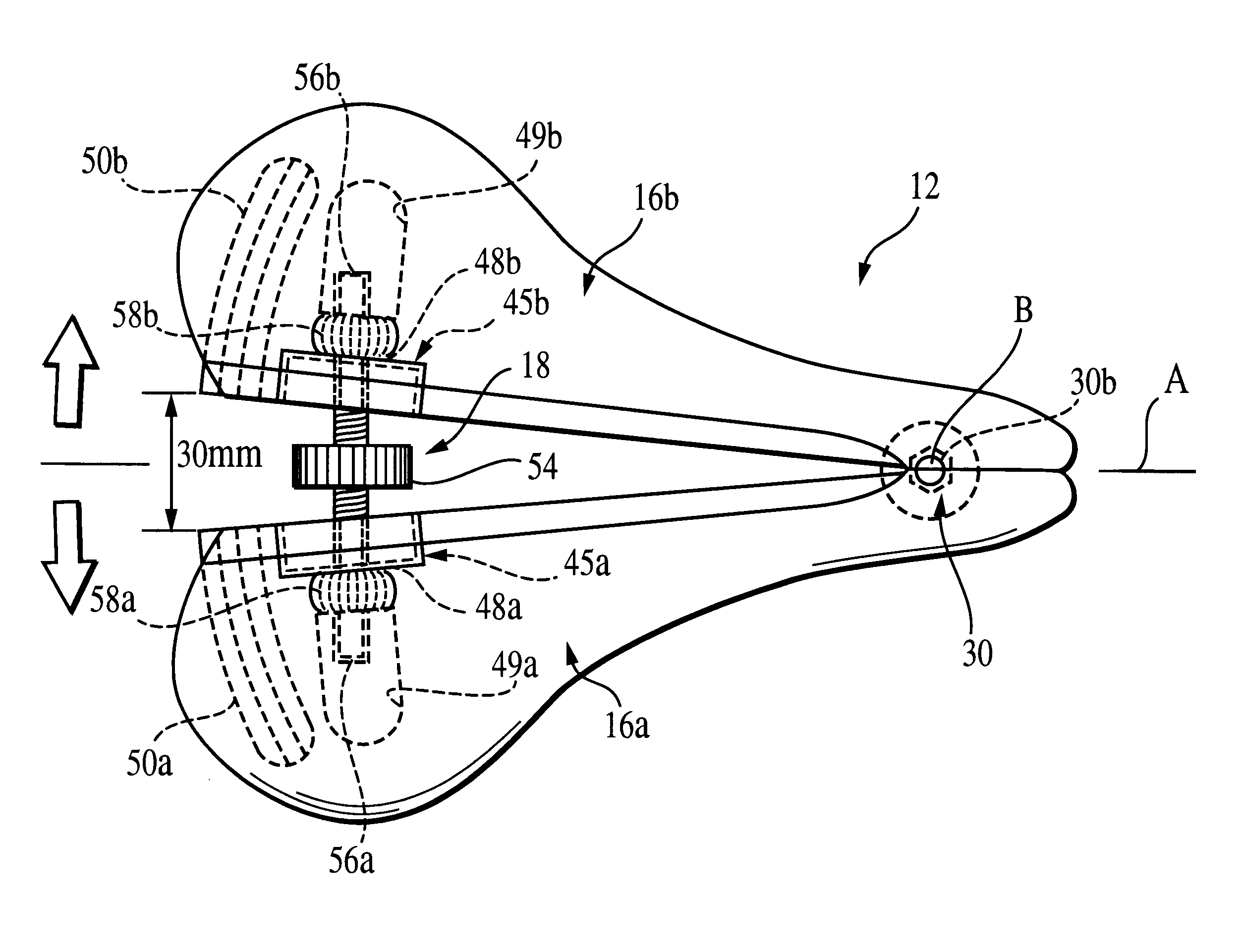 Adjustable bicycle saddle