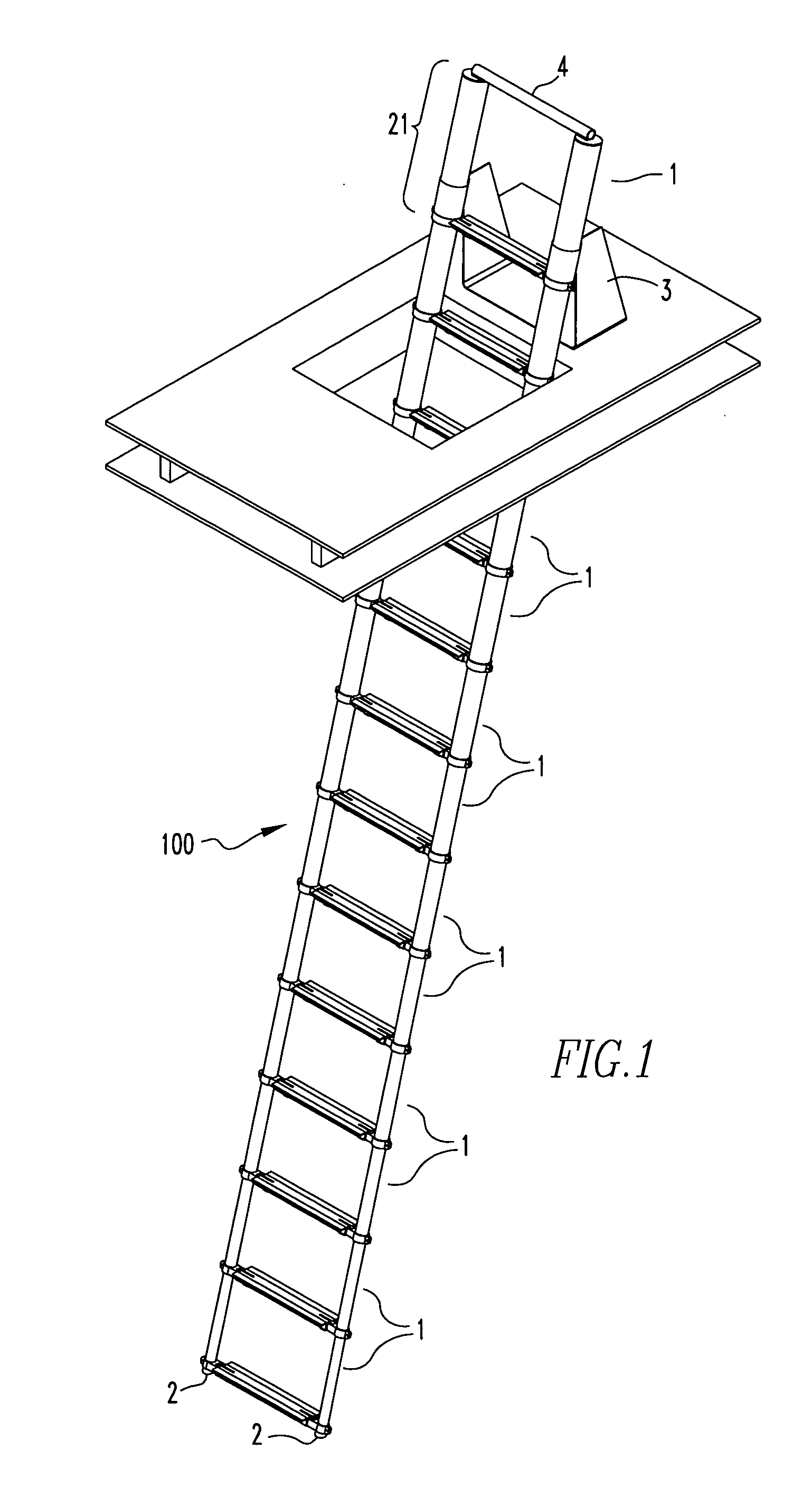 Tubular access ladder and method