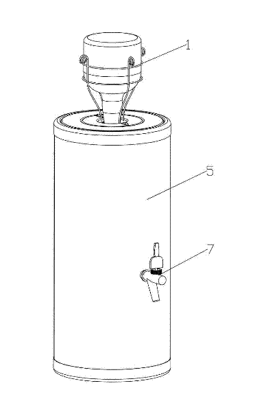 Rapid wine cooler with overhead wind bottle