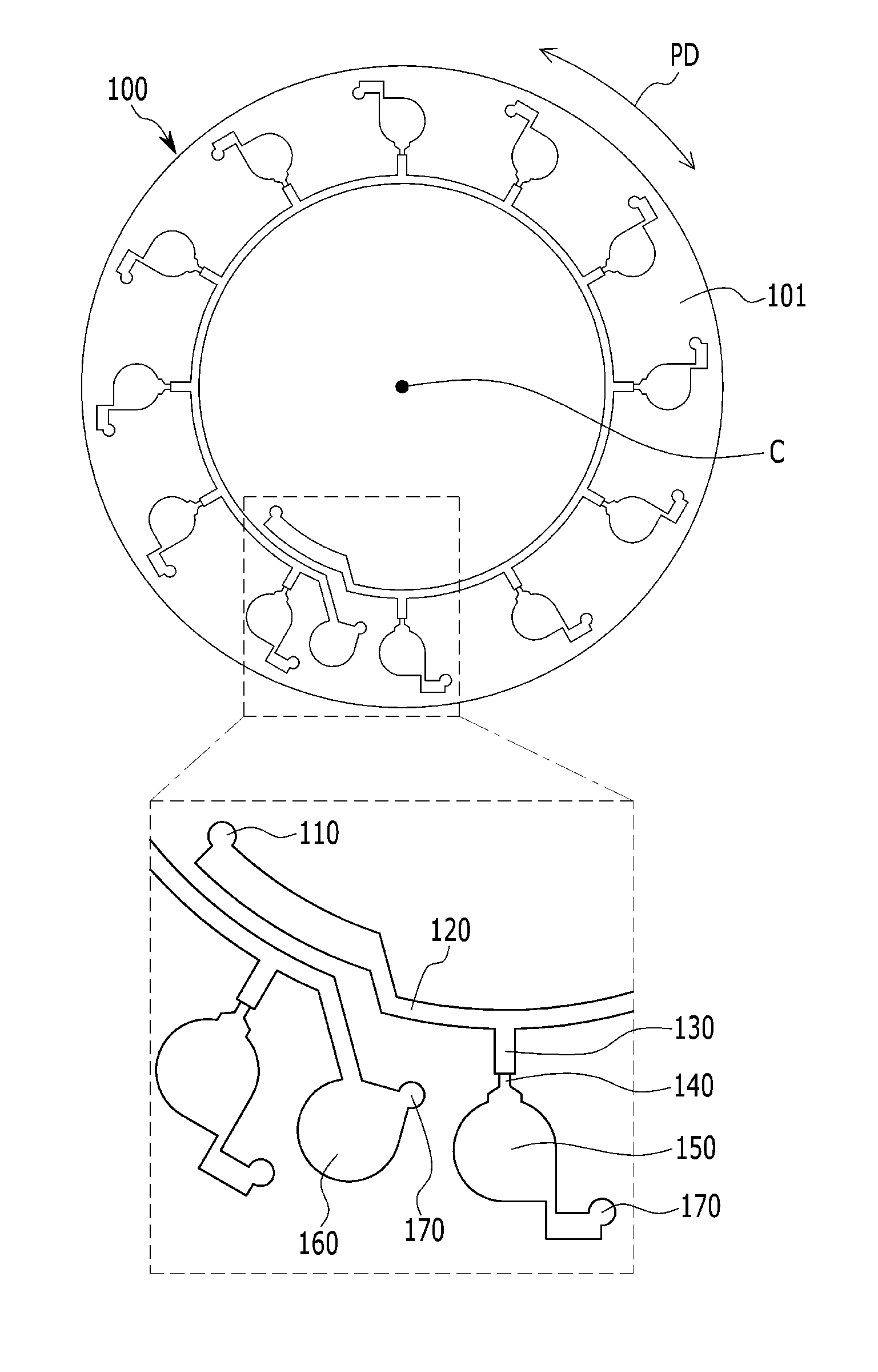 Microfluidic disk for measuring microfluid and method for measuring microfluid