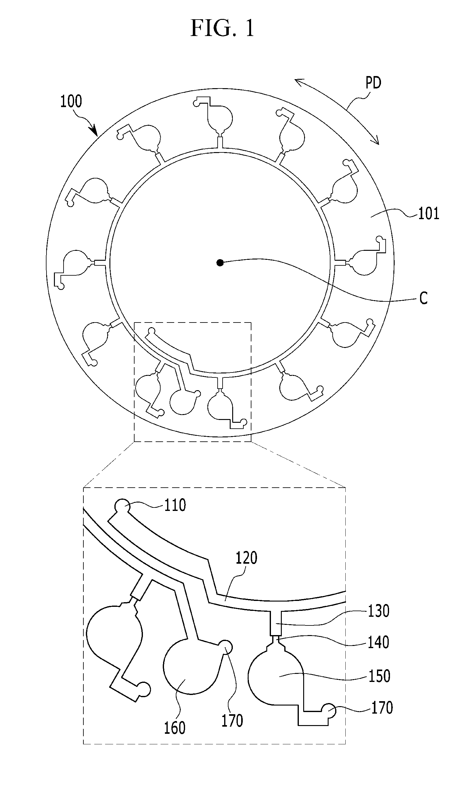 Microfluidic disk for measuring microfluid and method for measuring microfluid