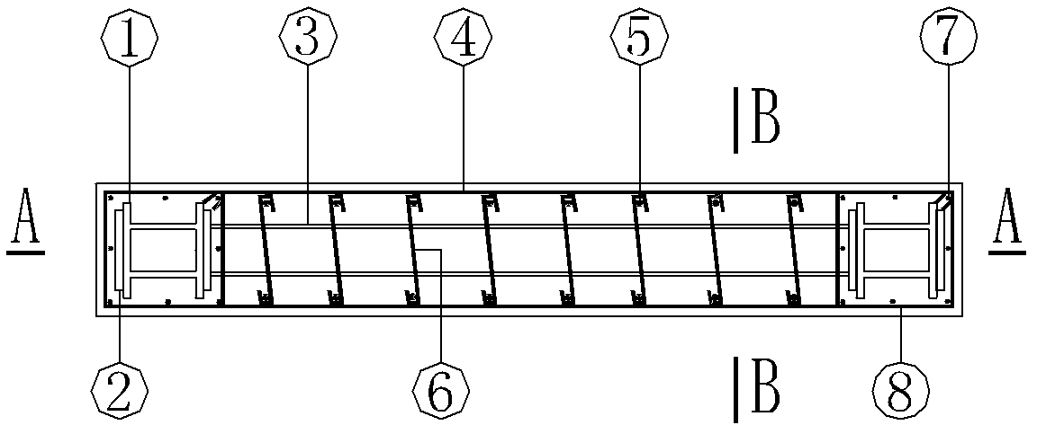 Manufacturing method of bottom double composite section steel shear wall with reinforced concrete frame and inside-hidden steel plate