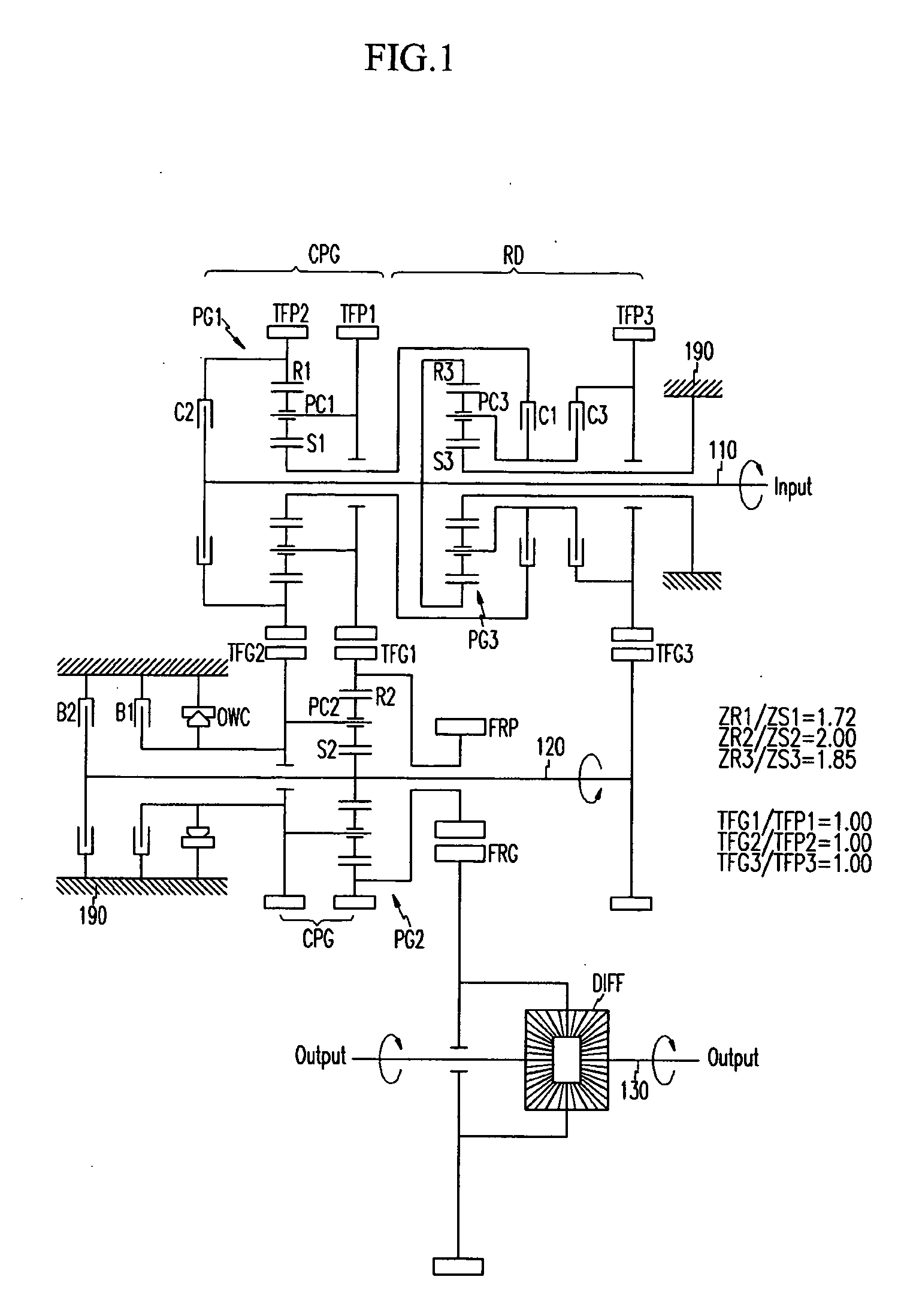 Powertrain of an automatic transmission