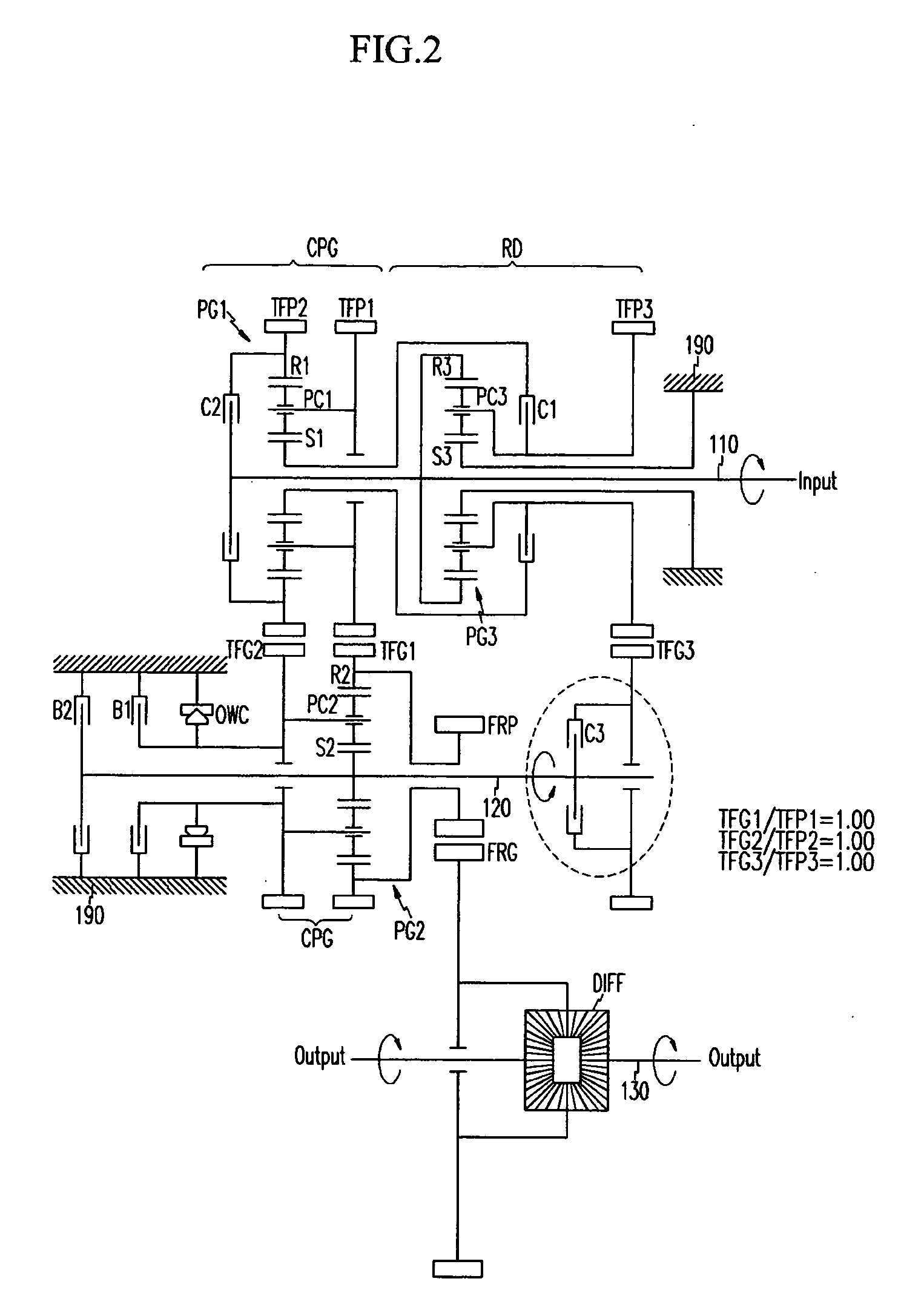 Powertrain of an automatic transmission