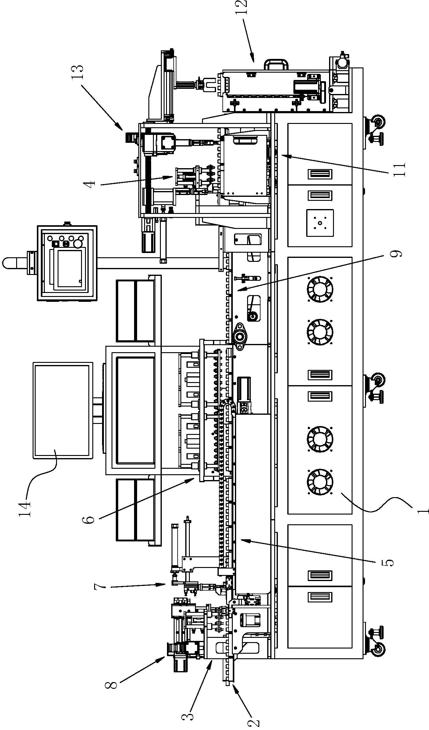 Columnar discharging and testing machine and method for carrying out discharging and testing on batteries through columnar discharging and testing machine