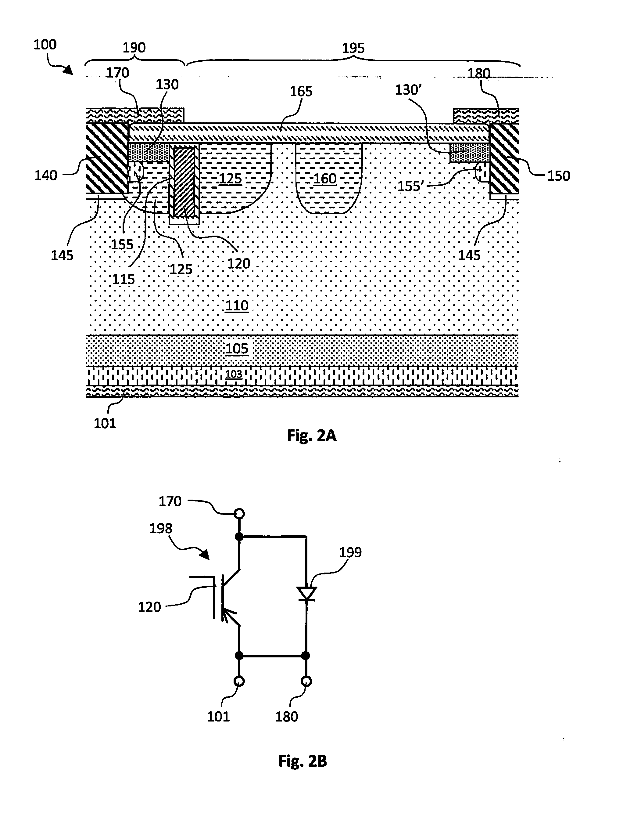 Monolithic IGBT and diode structure for quasi-resonant converters