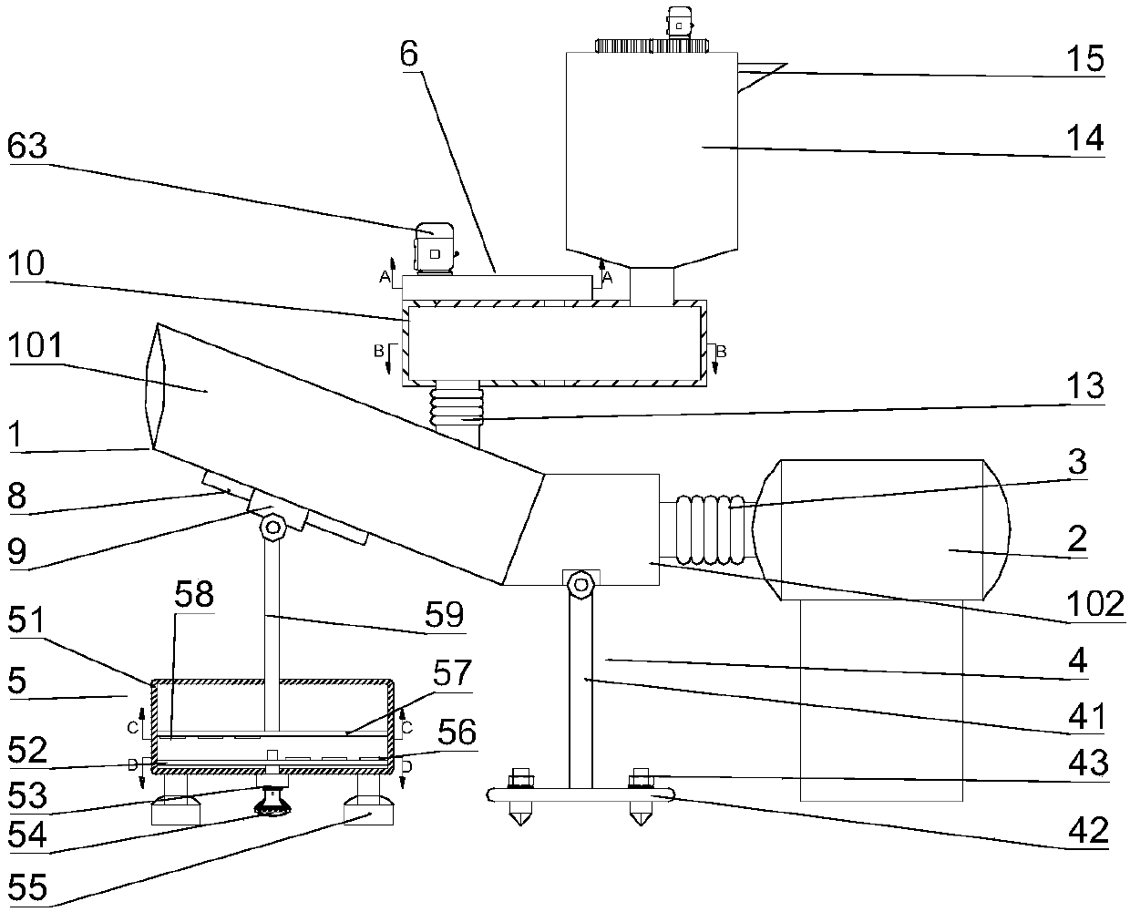 Fish feed throwing equipment for saline-alkali soil fish pond