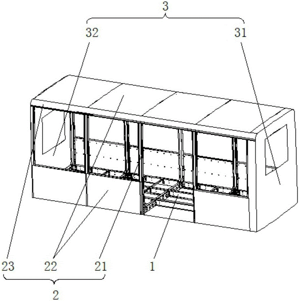 Modularized light full-bearing passenger car body structure