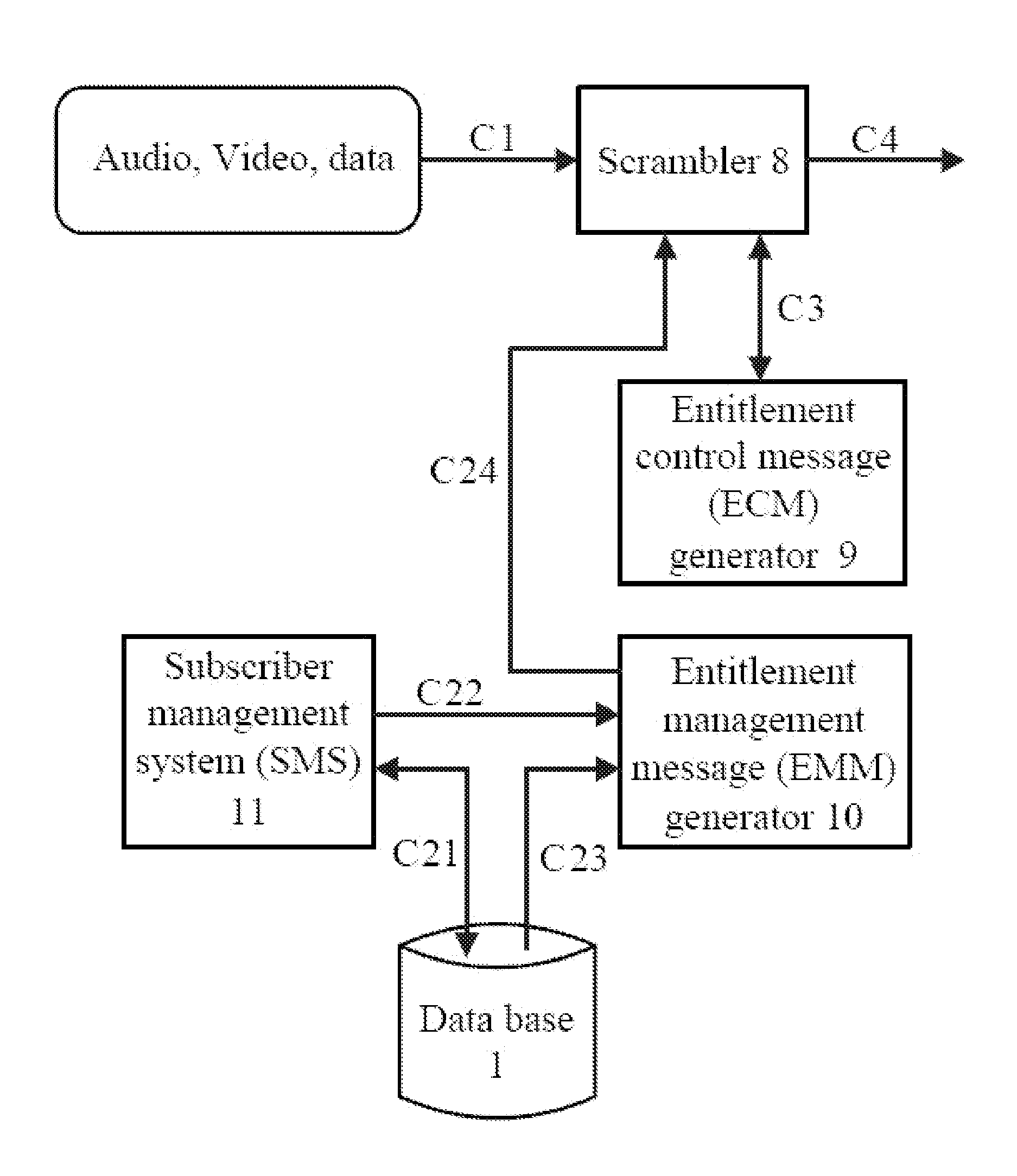 Digital TV conditional access system and method of using the same for transmitting and receiving digital data