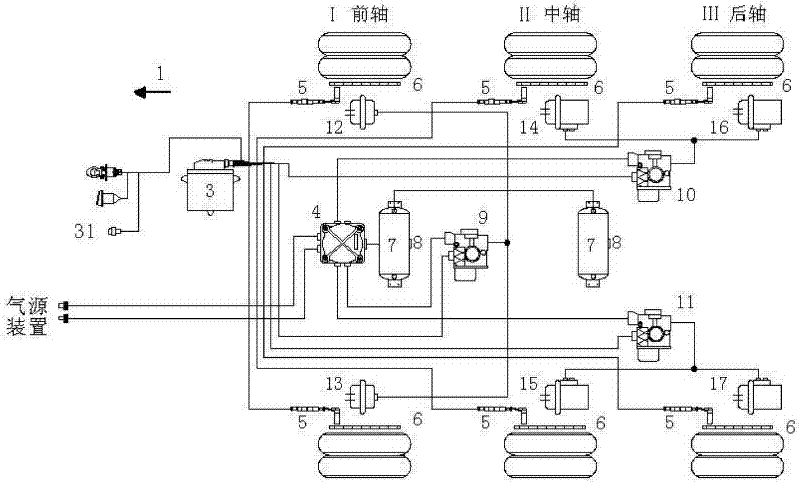 Three-channel ABS (anti-locked braking system)