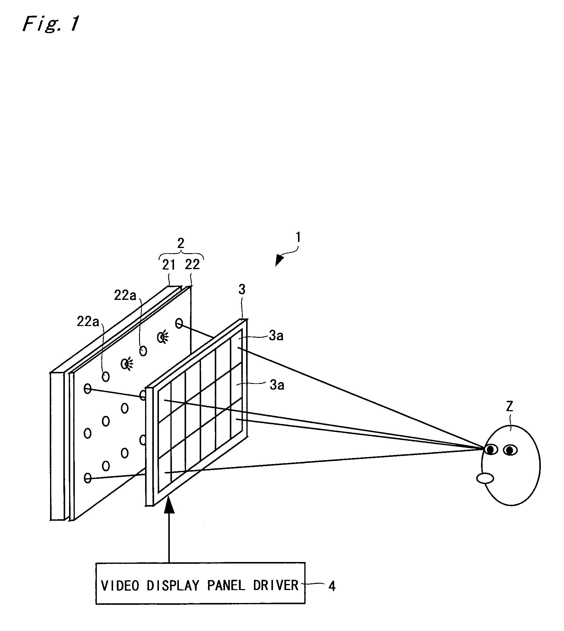 Three-dimensional video display and method for creating supply video supplied to three-dimensional video display