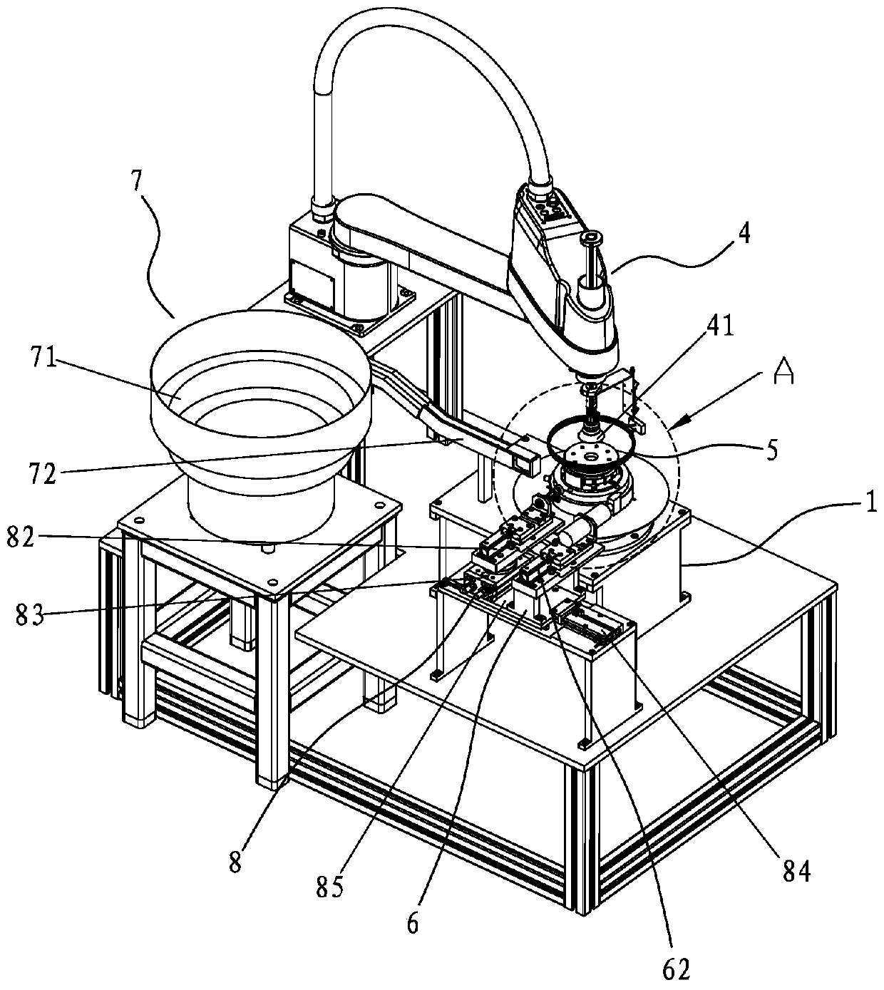 Built-in part array assembling machine and production method of motor stator using same