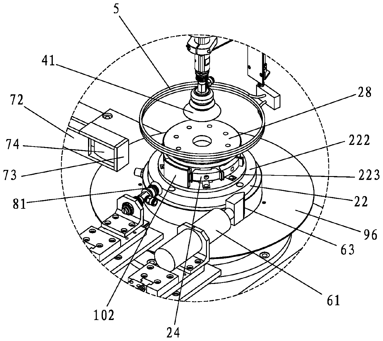 Built-in part array assembling machine and production method of motor stator using same