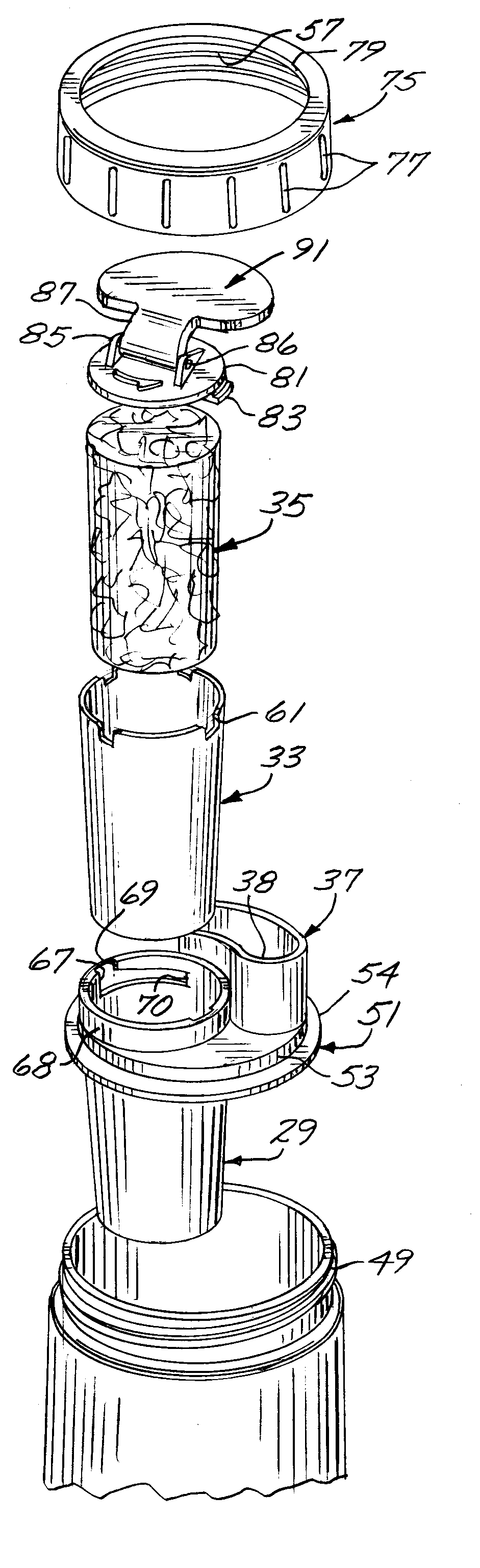 Sports bottle with top-mounted filter