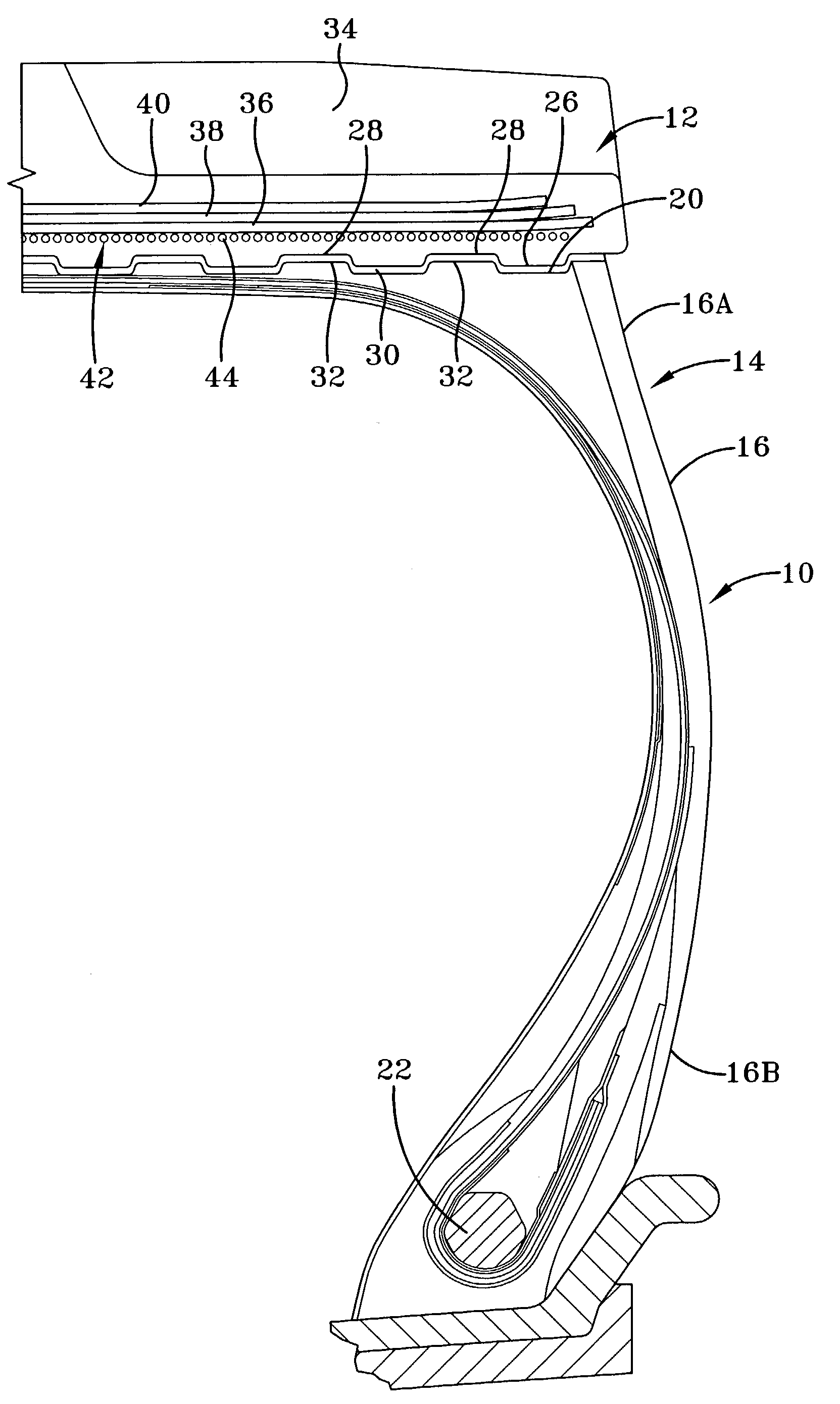 Two piece tire with improved tire tread belt