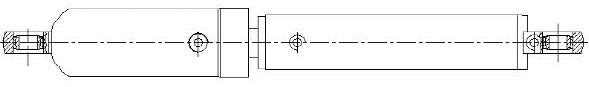 Double-acting cushioning cylinder with external load-absorbing sleeve construction