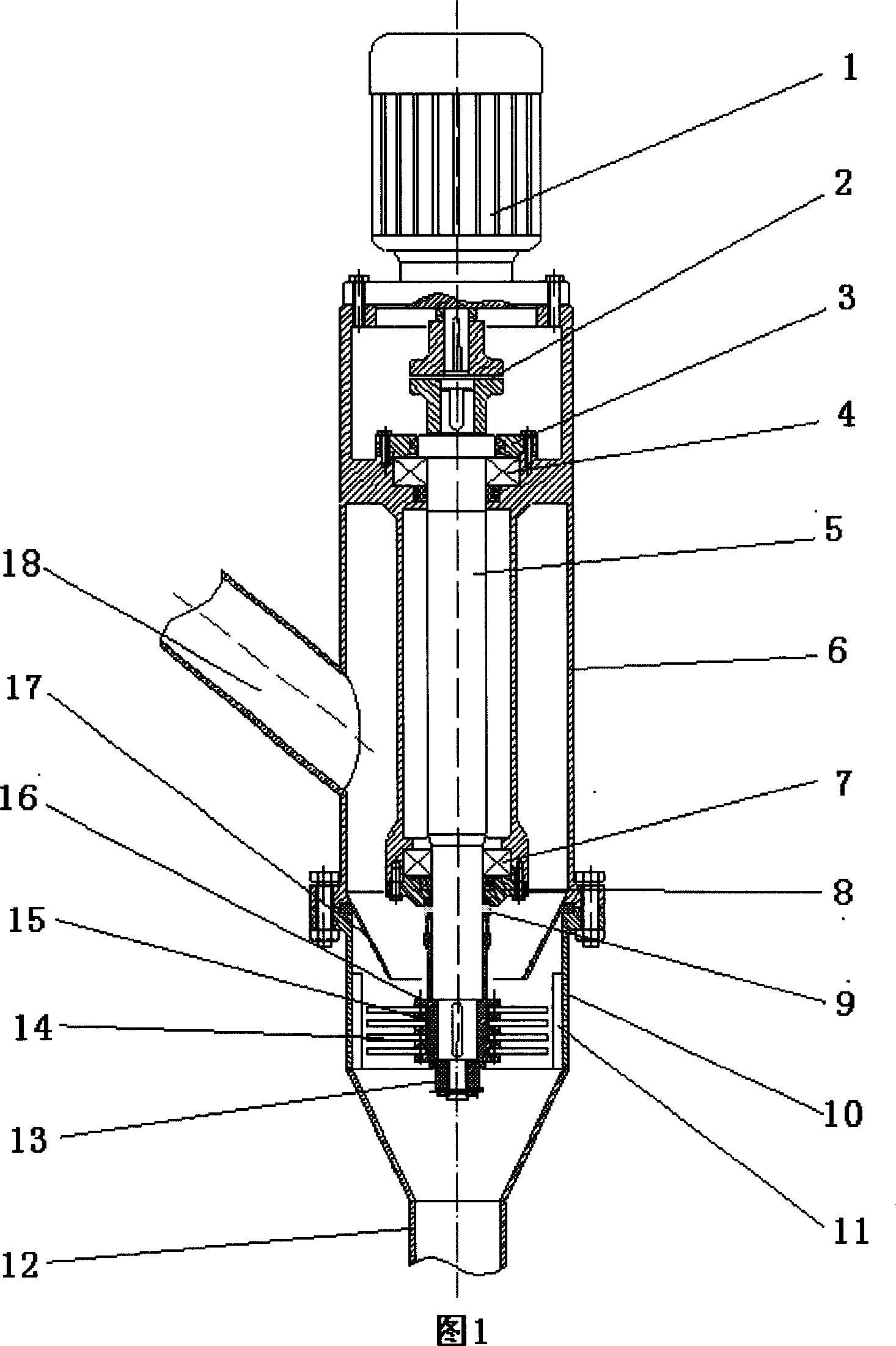 Vertical hammer piece breaking mixing apparatus