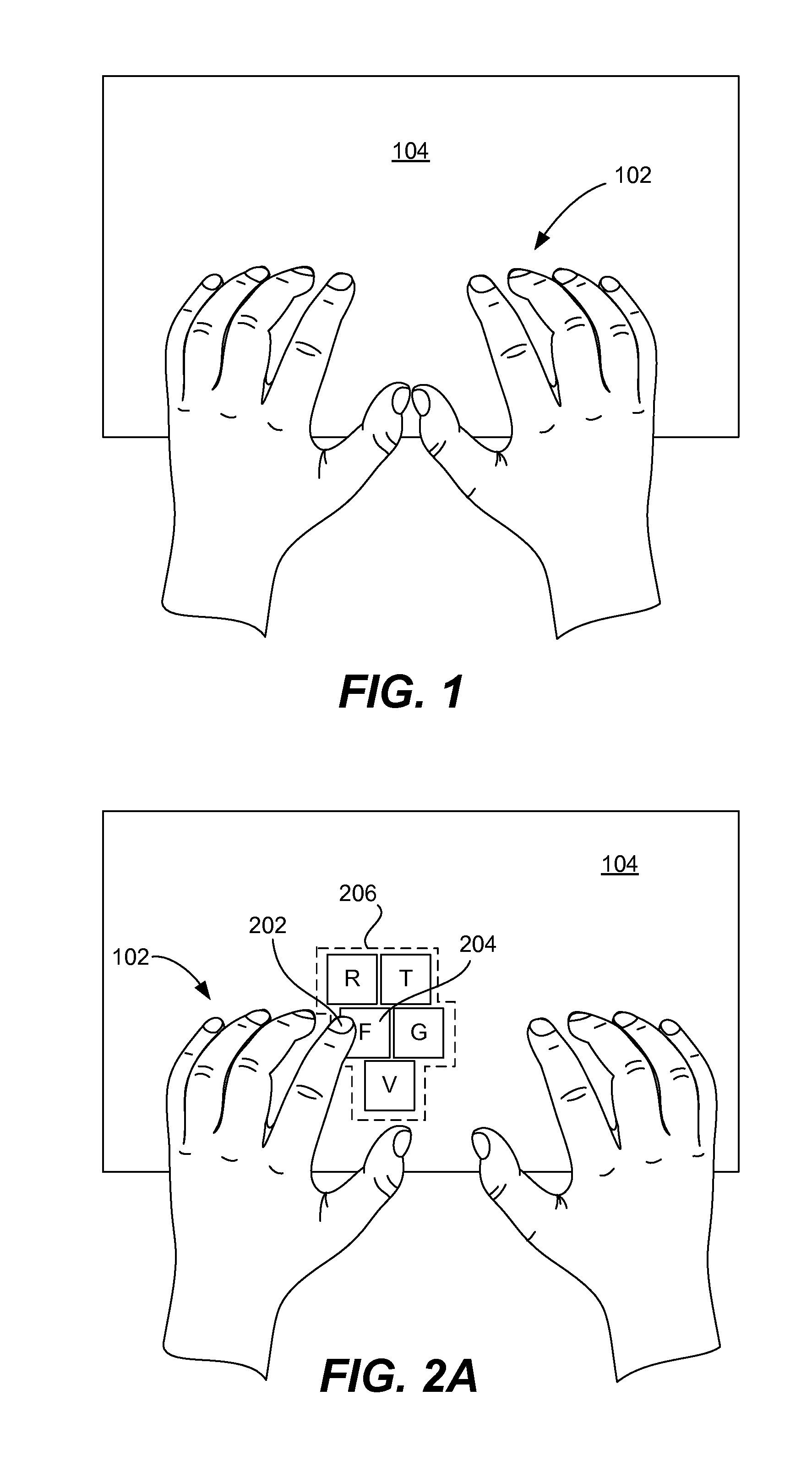 Dynamic text input using on and above surface sensing of hands and fingers