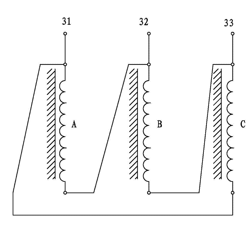 Lead wire structure of c-level three-dimensional wound core dry-type transformer with suspended installation