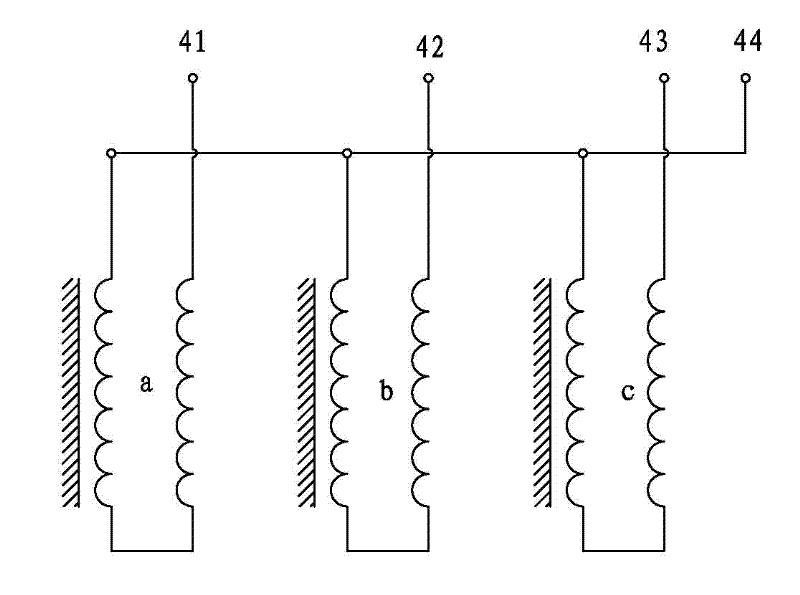 Lead wire structure of c-level three-dimensional wound core dry-type transformer with suspended installation