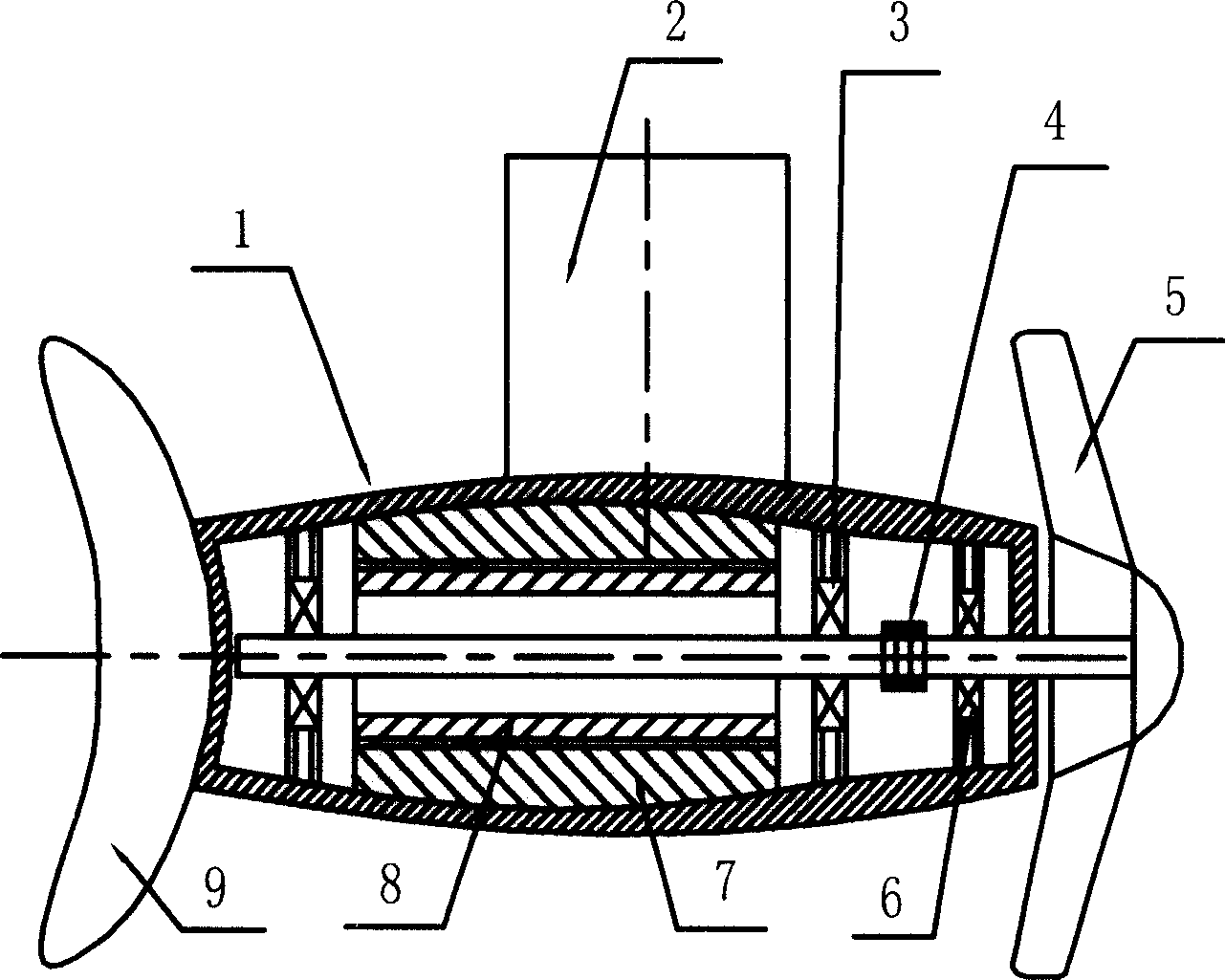 Fish shape simulating nacelle propeller