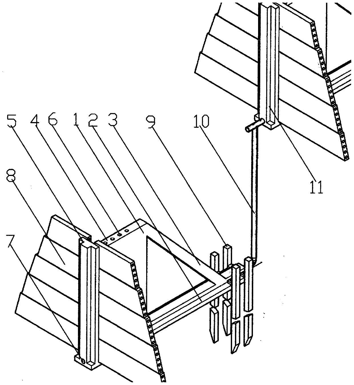 Quick assembling component type protective system of waste dump edge slope