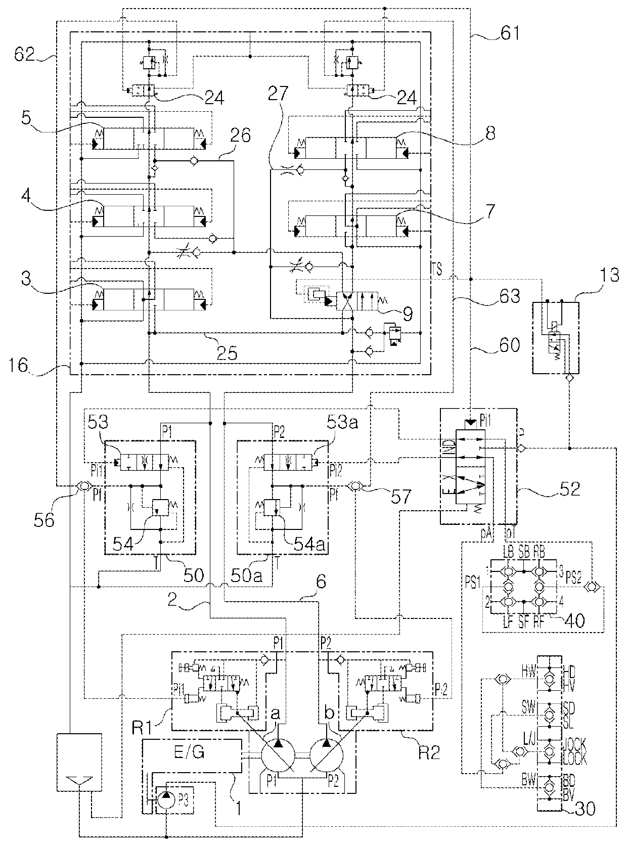 Hydraulic circuit for pipe layer