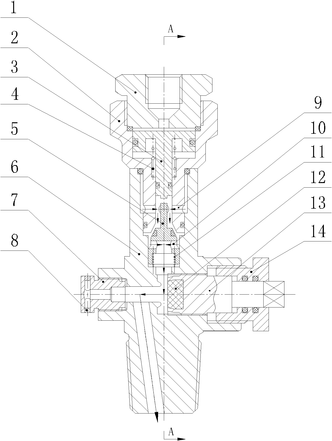 Valve for compressed gas collecting bottle and concentrating pneumatic control method thereof