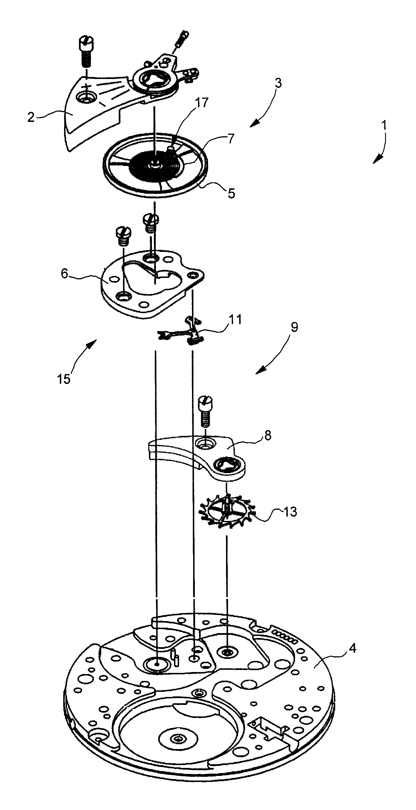 Timepiece movement with low magnetic sensitivity