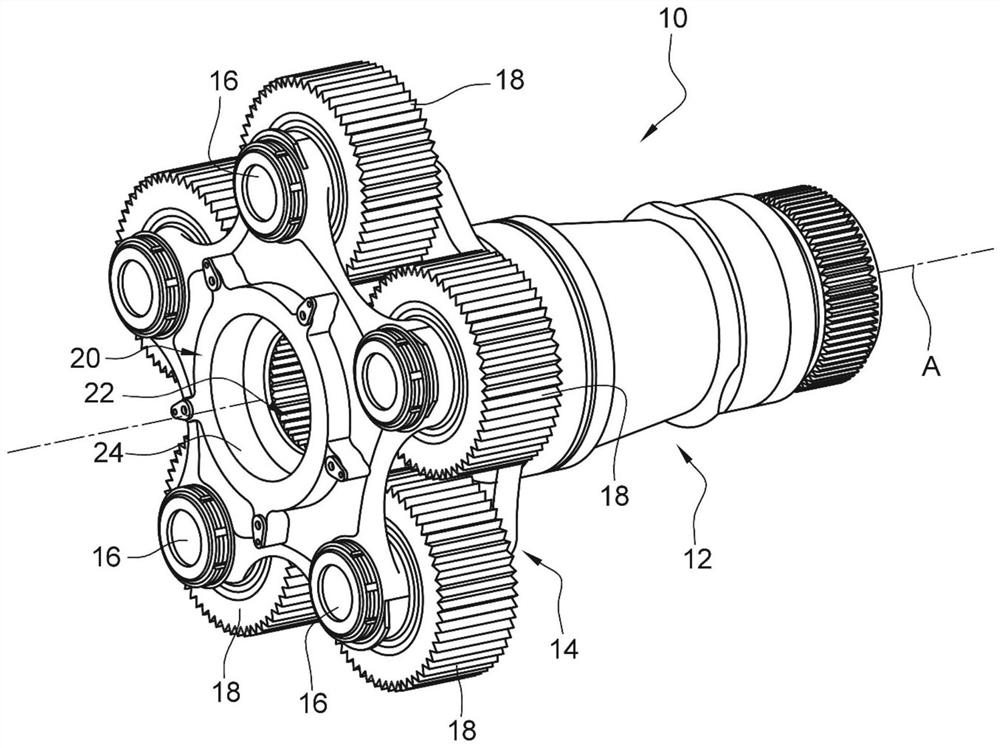 Rotating wheel for turbine planetary reducer planet carrier