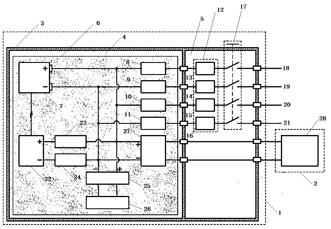 Explosion-proof lithium battery power supply having two output types, and operating method thereof