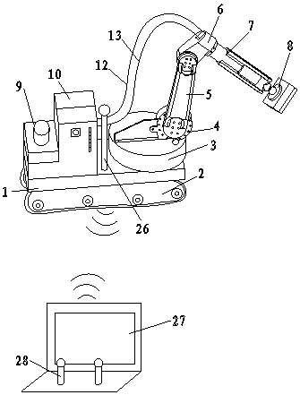 A wireless remote control fire robot