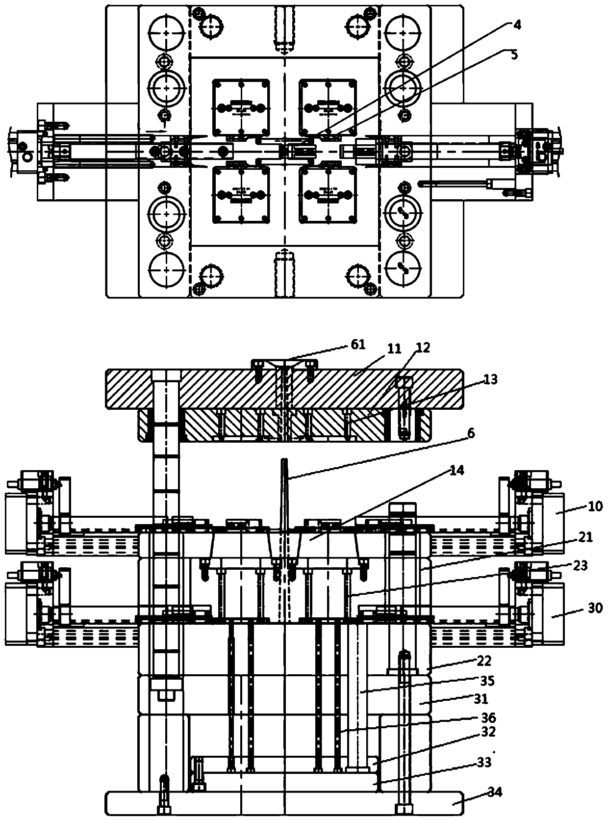 Double-layer injection mold for PVC trunking switch box cover