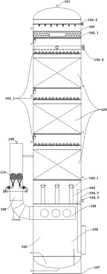 Wet desulphurization device and process for sulfur-containing process gas