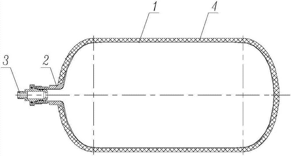 Low-weight long-service-life composite material hydrogen cylinder and manufacturing method thereof