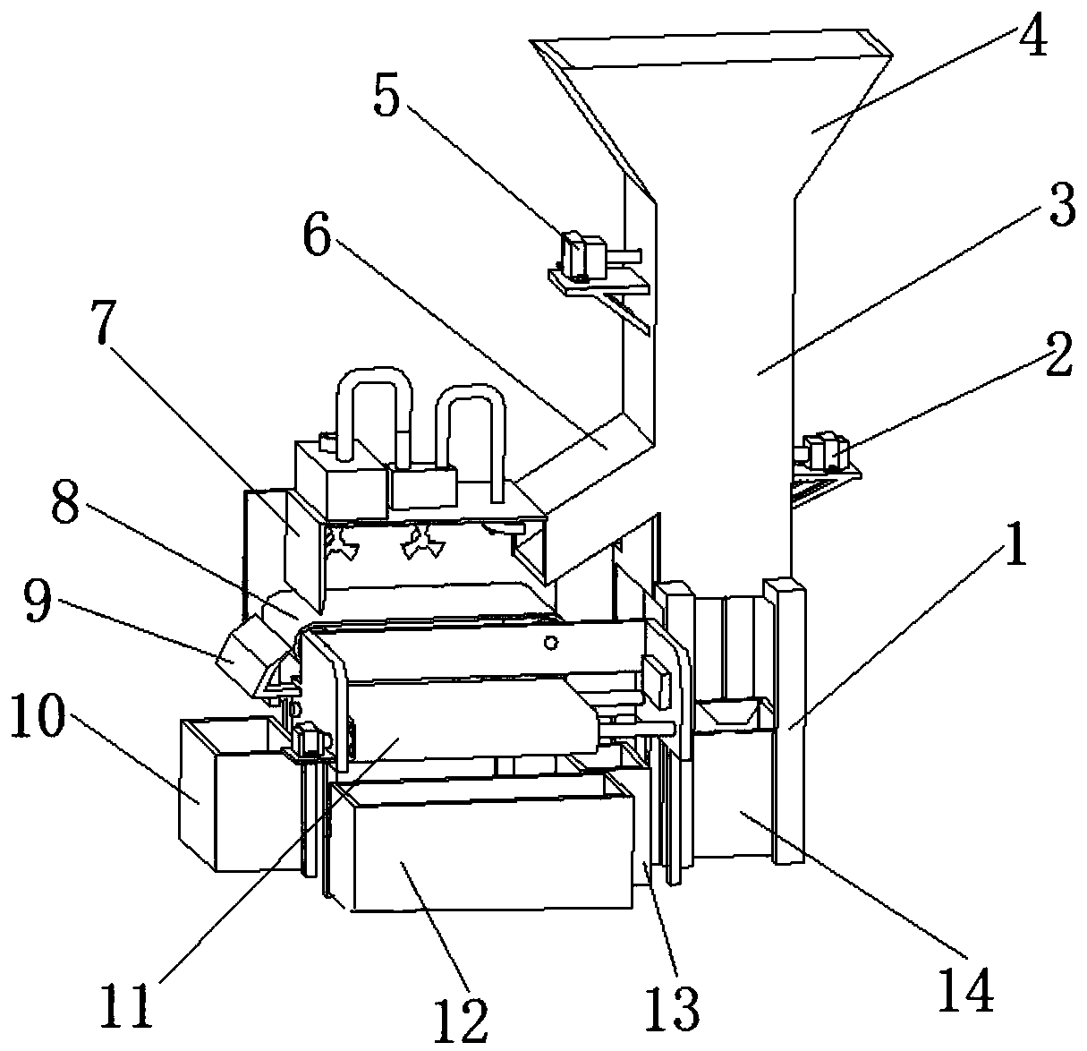 Solid domestic waste crushing and sorting device