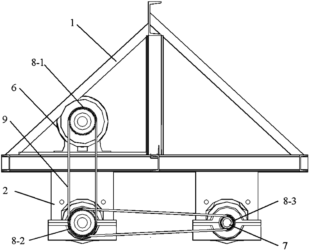 Roll shaft type flattening and troweling device for panel concrete