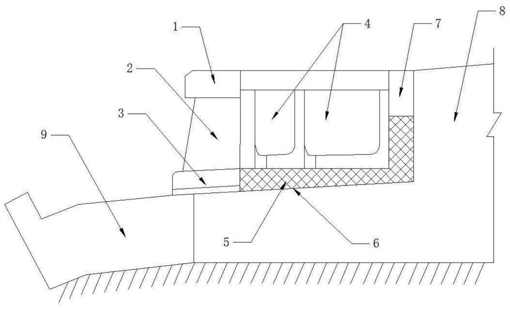 Novel railway road shoulder structure and construction method