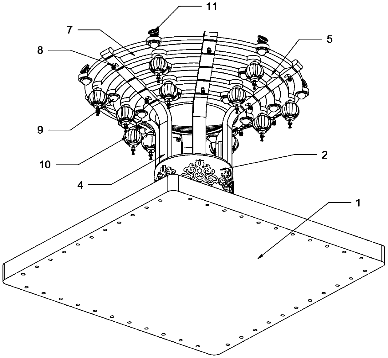 Light landscape building structure of three-dimensional structure based on PLC control