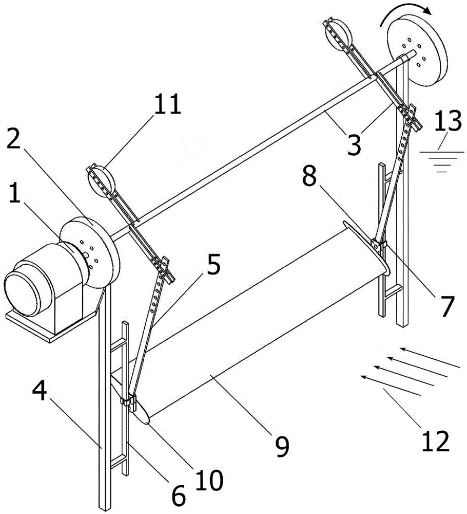 Oscillating airfoil generation device provided with turning angle amplifiers