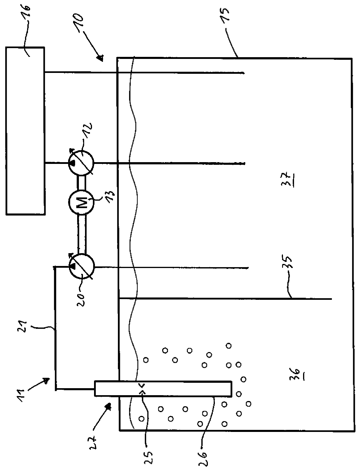 Hydraulics for degassing liquids