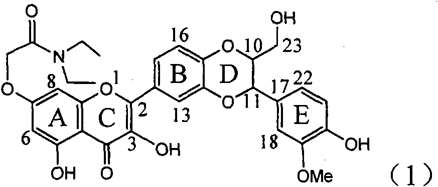 Use of acetamide dehydrogenation silibinin as medicament for treating viral hepatitis B