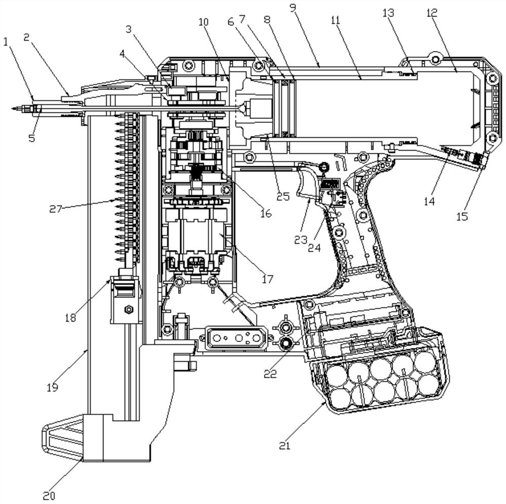 Safe and efficient air-storage and power-storage type nail gun