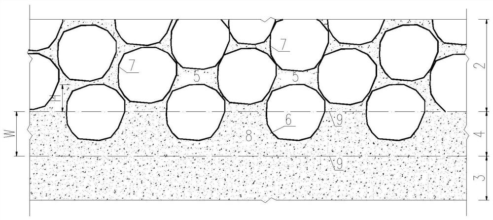 Transition layer structure of rockfill concrete gravity dam and construction method thereof