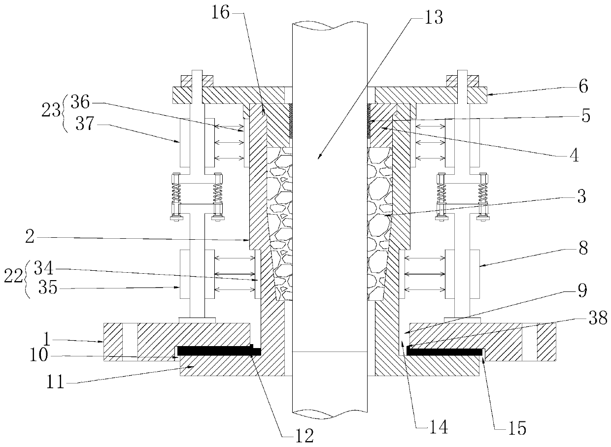 Eccentric abrasion inlet polished rod sealing packing box installation assembly for heavy oil well