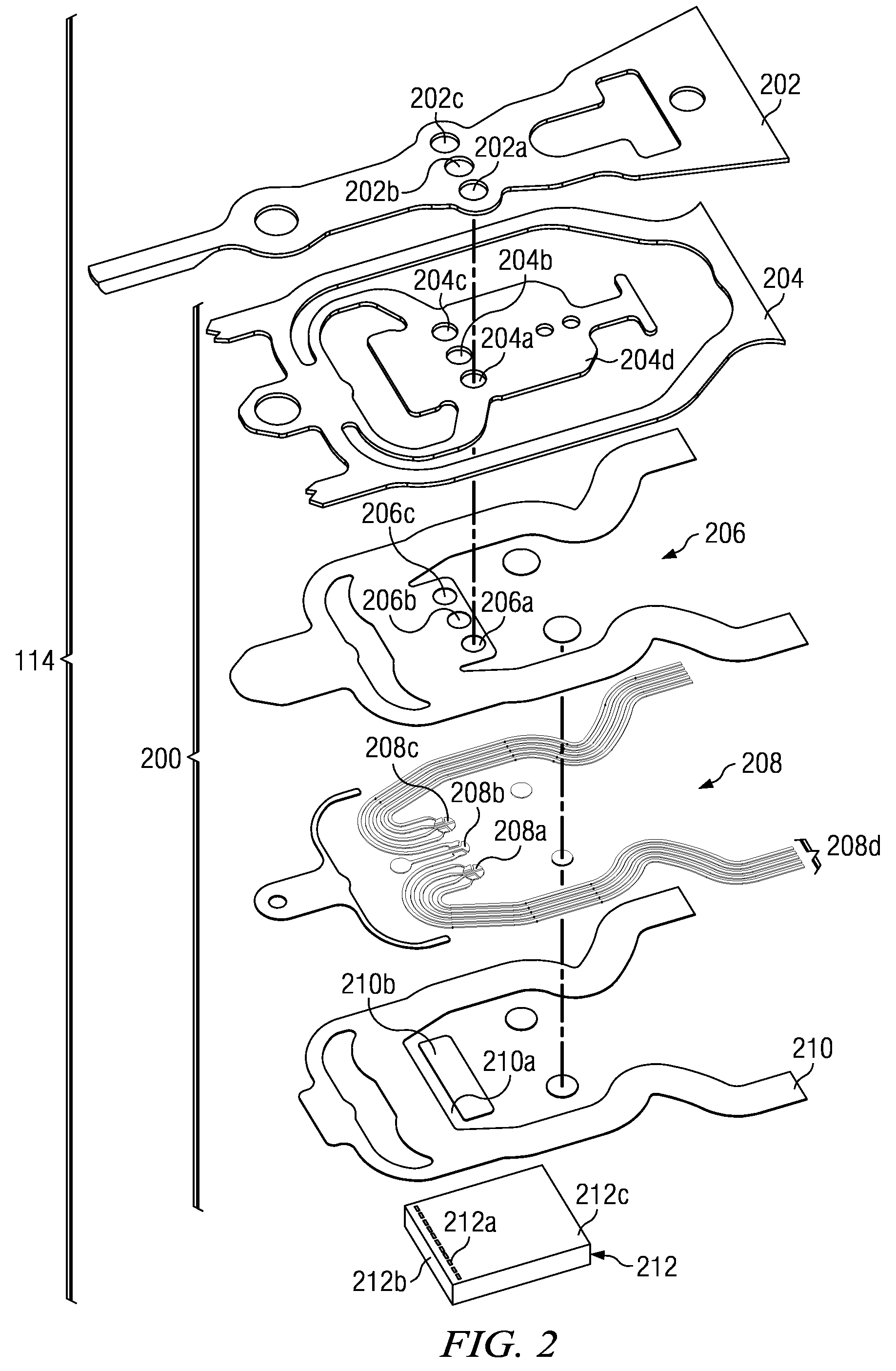 Head gimbal assembly having a load beam aperature over conductive heating pads that are offset from head bonding pads