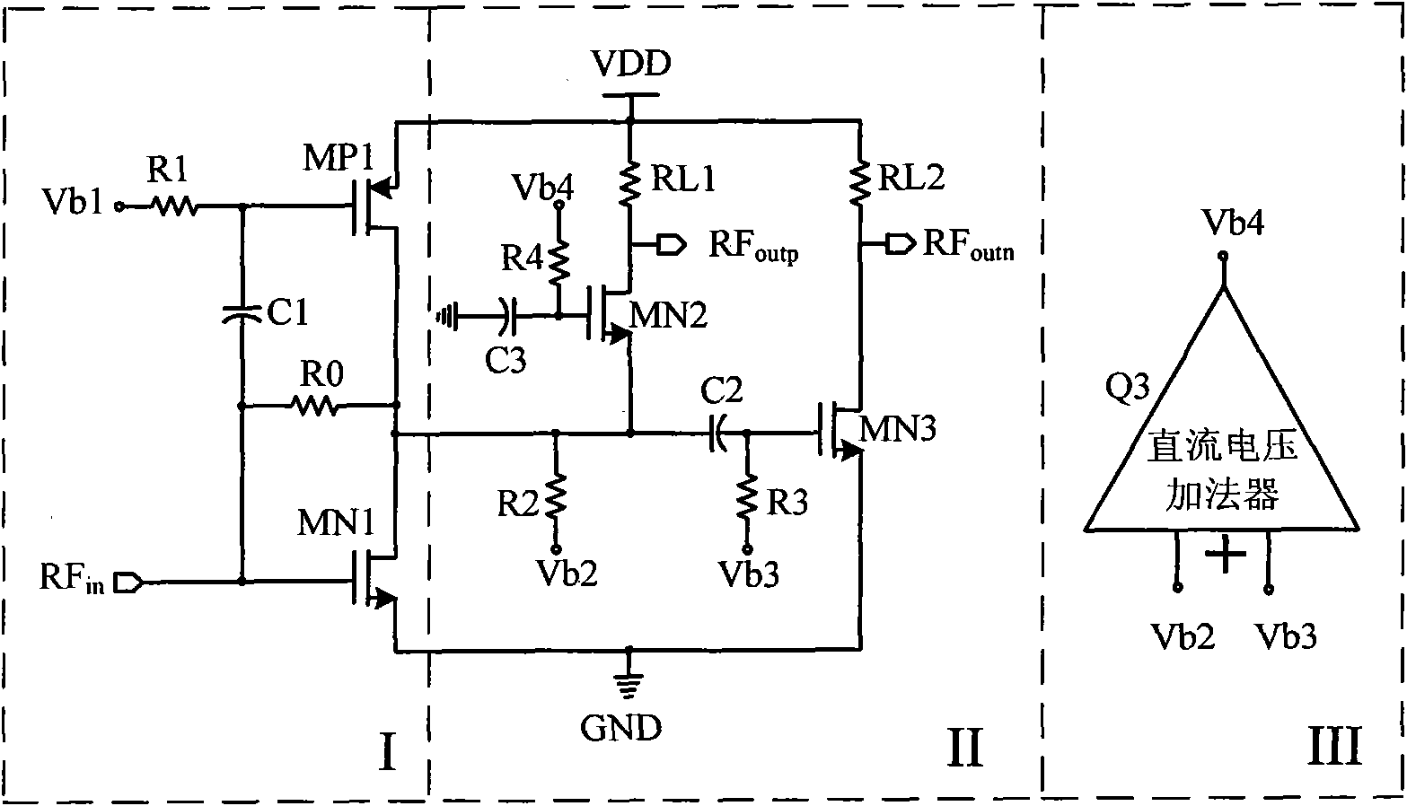 Wide band radio-frequency low noise amplifier with single-ended input and differential output