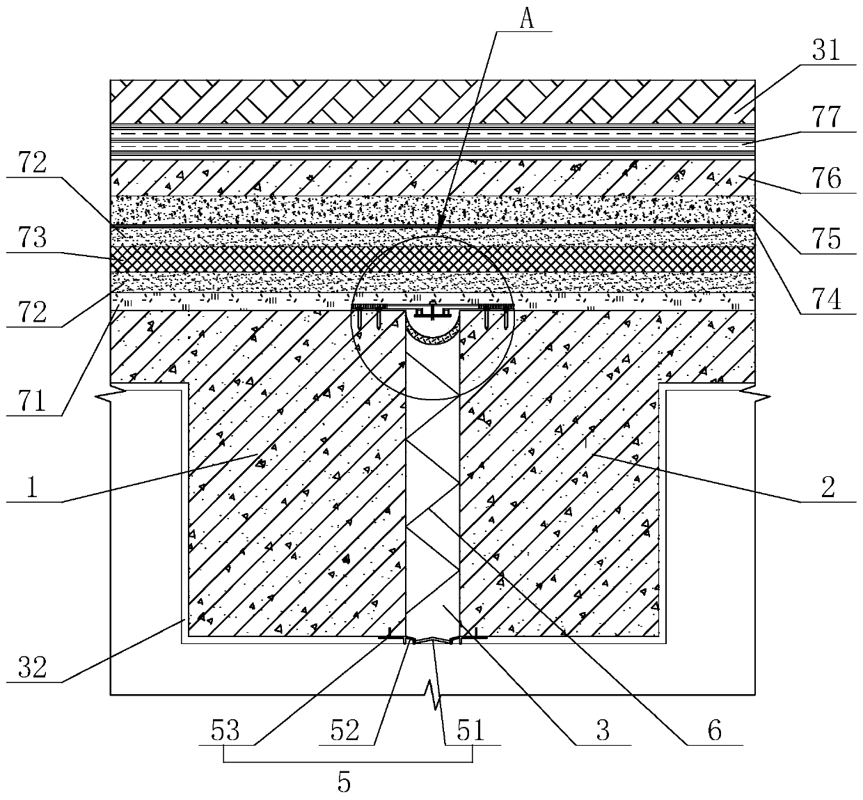 Flush joint waterproof structure for roof deformation joint