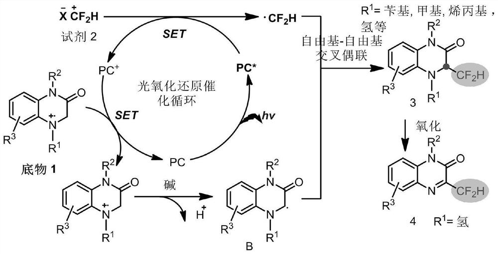 Difluoromethyl reaction method and application thereof