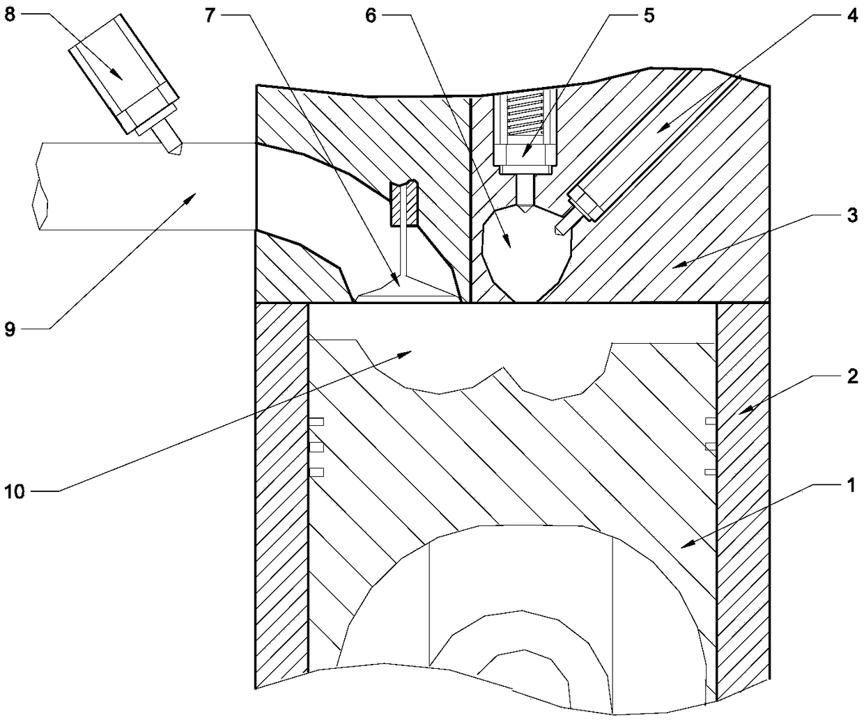 Natural gas engine combustion organization method adopting manifold multiple-injection, pre-combustion chamber low-pressure gas supply and diesel oil micro-jetting ignition